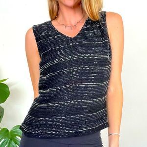 Ann Taylor 6 Black Silk Beaded Tank Blouse Lined
